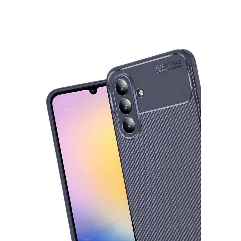 Samsung Galaxy S25 FE Newface Auto Focus kılıf karbon fiber desenli mat siyah parmak izi bırakmaz darbe emici esnek silikon telefon kılıfı