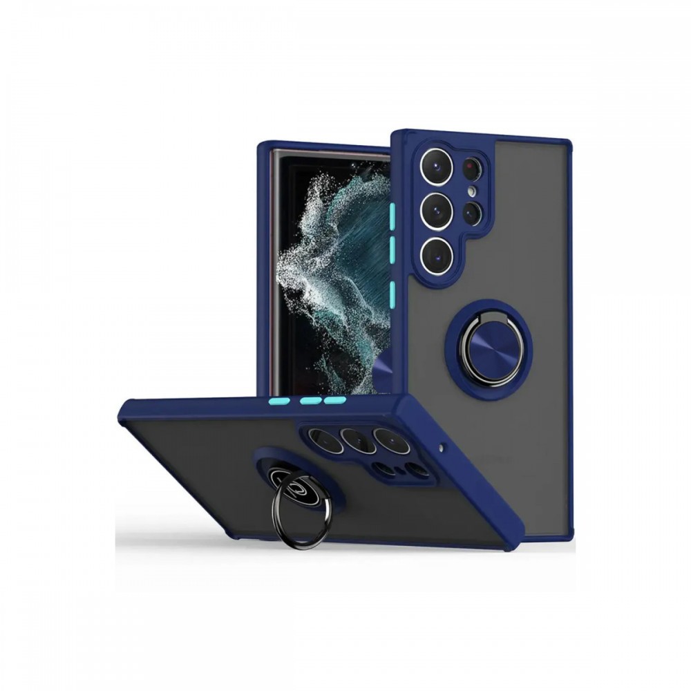 Samsung Galaxy S25 Ultra Newface Montreal kılıf metal yüzük standlı parmak tutuculu mat silikon darbe emici yumuşak dokulu telefon kılıfı