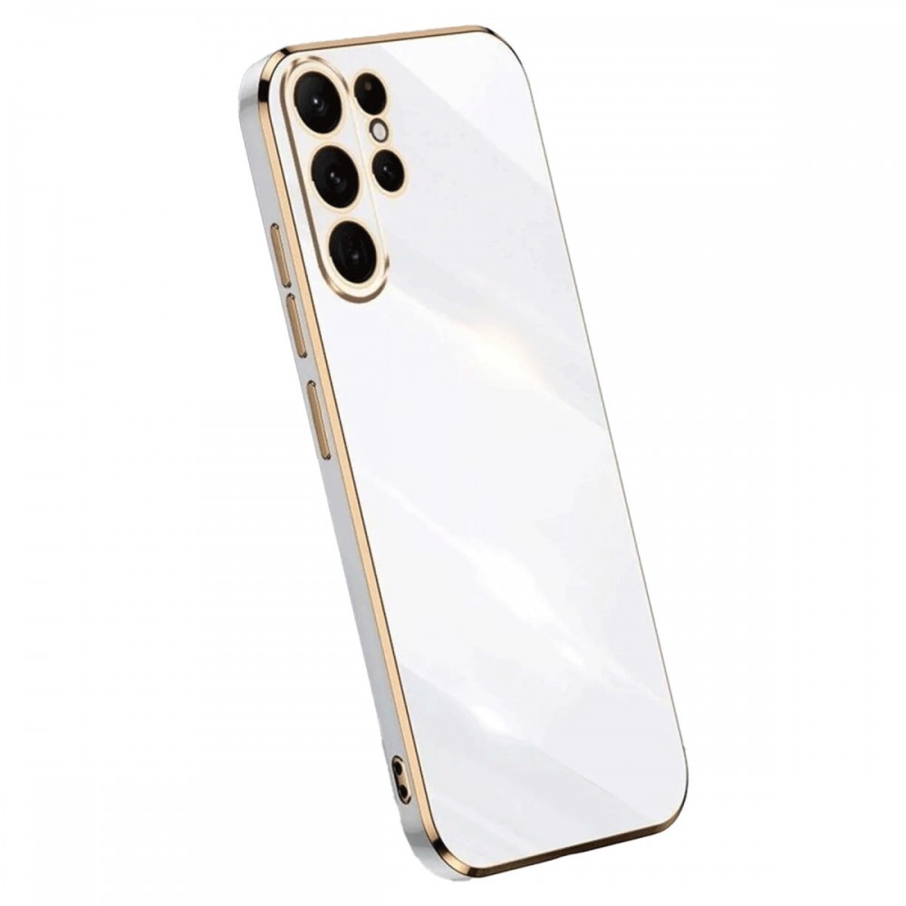 Samsung Galaxy S25 Ultra Newface Volet kılıf gold detaylı kenar parlak yumuşak silikon kamera korumalı lüks tasarım telefon kılıfı