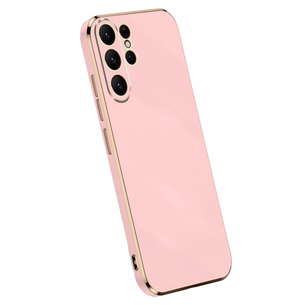 Samsung Galaxy S25 Ultra Newface Volet kılıf gold detaylı kenar parlak yumuşak silikon kamera korumalı lüks tasarım telefon kılıfı