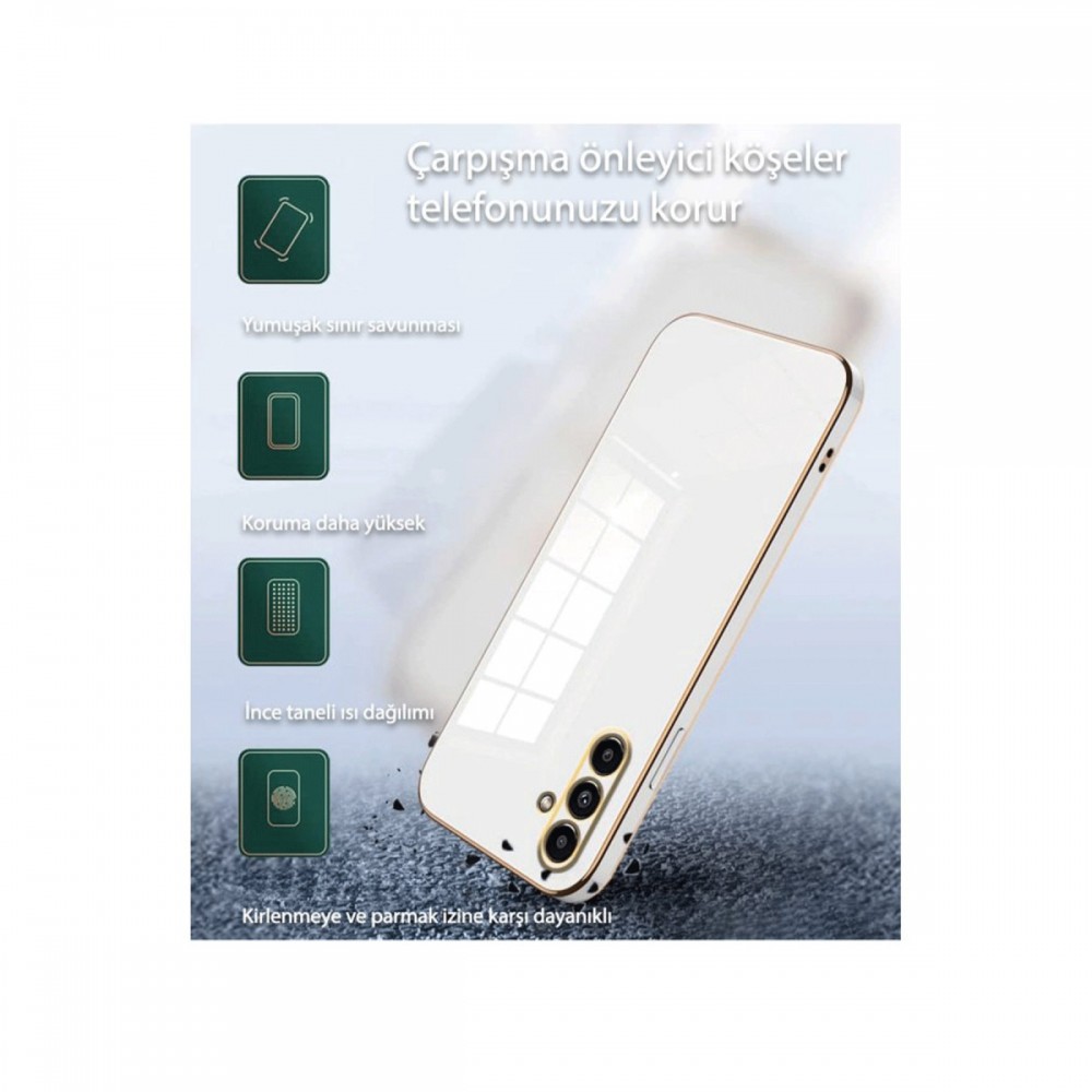 Samsung Galaxy S25 Ultra Newface Volet kılıf gold detaylı kenar parlak yumuşak silikon kamera korumalı lüks tasarım telefon kılıfı