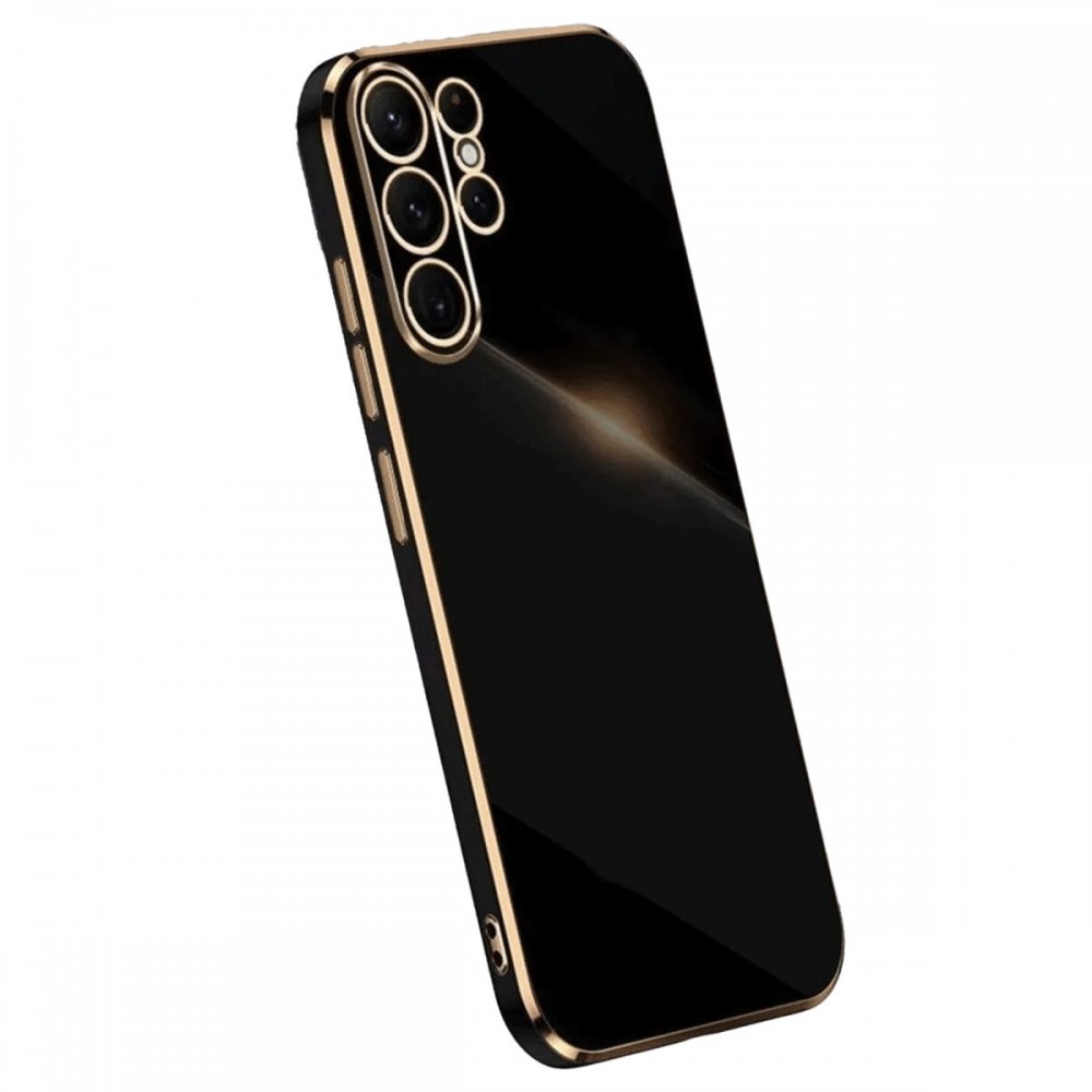 Samsung Galaxy S25 Ultra Newface Volet kılıf gold detaylı kenar parlak yumuşak silikon kamera korumalı lüks tasarım telefon kılıfı