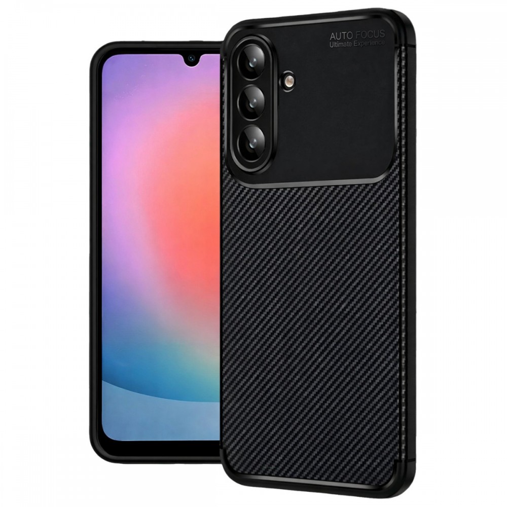 Samsung Galaxy S26 Plus Newface Auto Focus kılıf karbon fiber desenli mat siyah parmak izi bırakmaz darbe emici esnek silikon telefon kılıfı