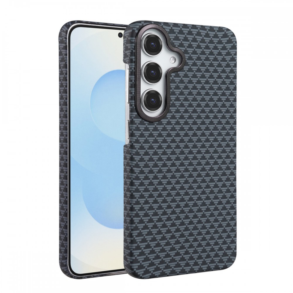 Samsung Galaxy S26 Plus Newface Vega Magsafe kılıf kevlar desenli simli kamera çerçeveli lüks ince manyetik şarj uyumlu koruyucu telefon kılıfı