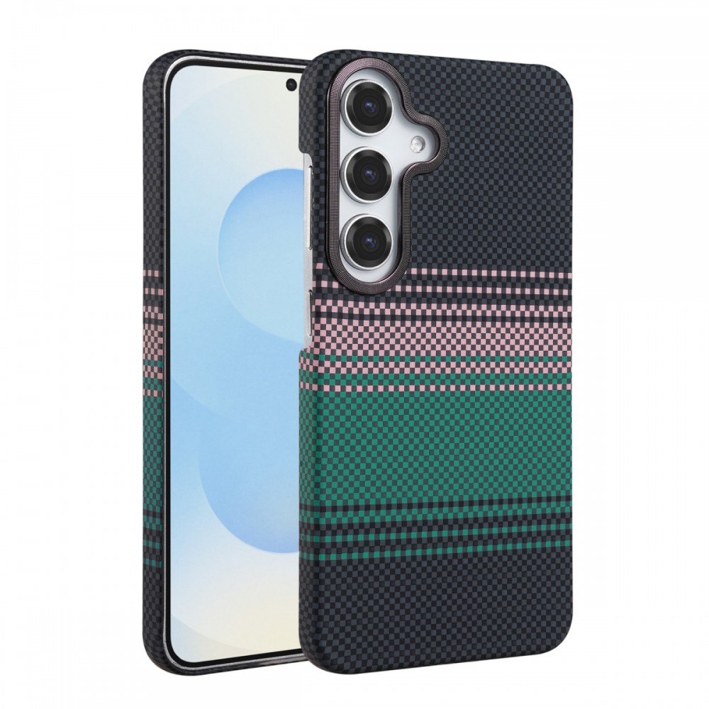 Samsung Galaxy S26 Plus Newface Vega Magsafe kılıf kevlar desenli simli kamera çerçeveli lüks ince manyetik şarj uyumlu koruyucu telefon kılıfı