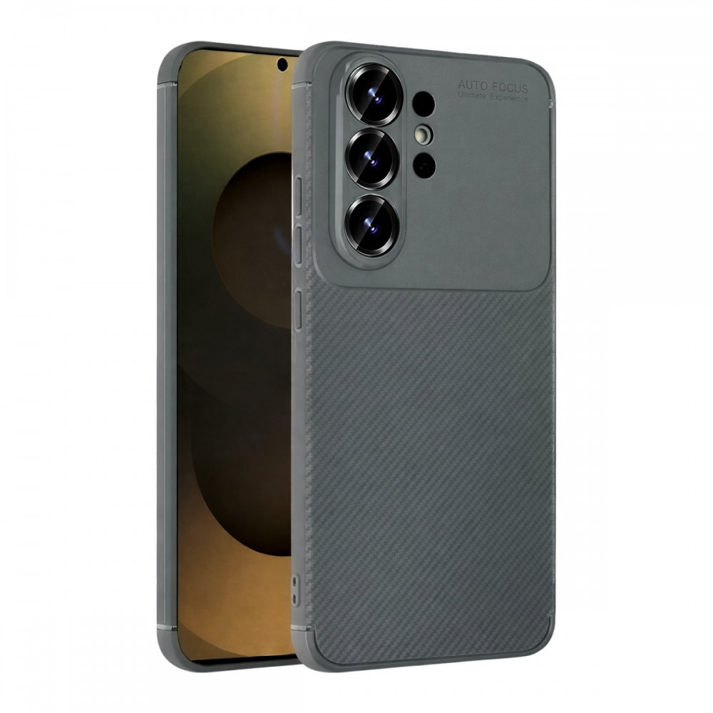 Samsung Galaxy S26 Ultra Newface Auto Focus kılıf karbon fiber desenli mat siyah parmak izi bırakmaz darbe emici esnek silikon telefon kılıfı