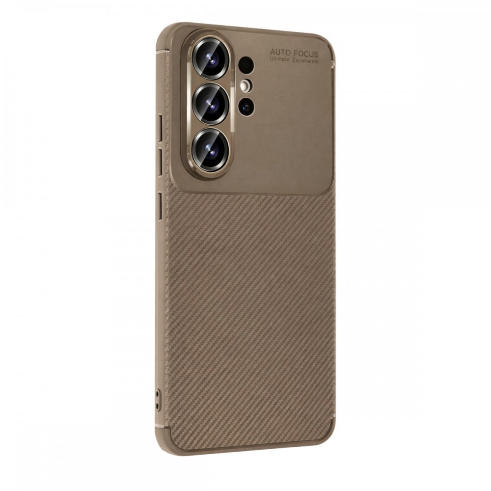 Samsung Galaxy S26 Ultra Newface Auto Focus kılıf karbon fiber desenli mat siyah parmak izi bırakmaz darbe emici esnek silikon telefon kılıfı