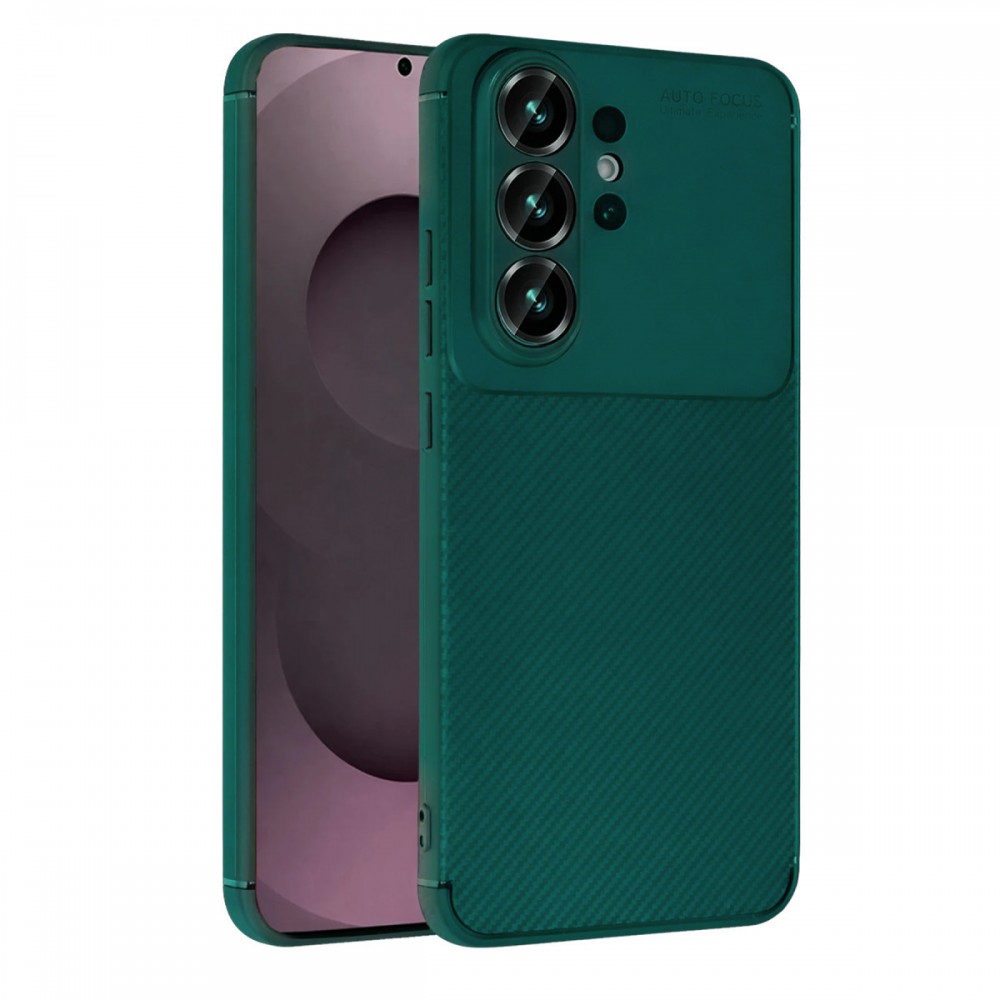 Samsung Galaxy S26 Ultra Newface Auto Focus kılıf karbon fiber desenli mat siyah parmak izi bırakmaz darbe emici esnek silikon telefon kılıfı