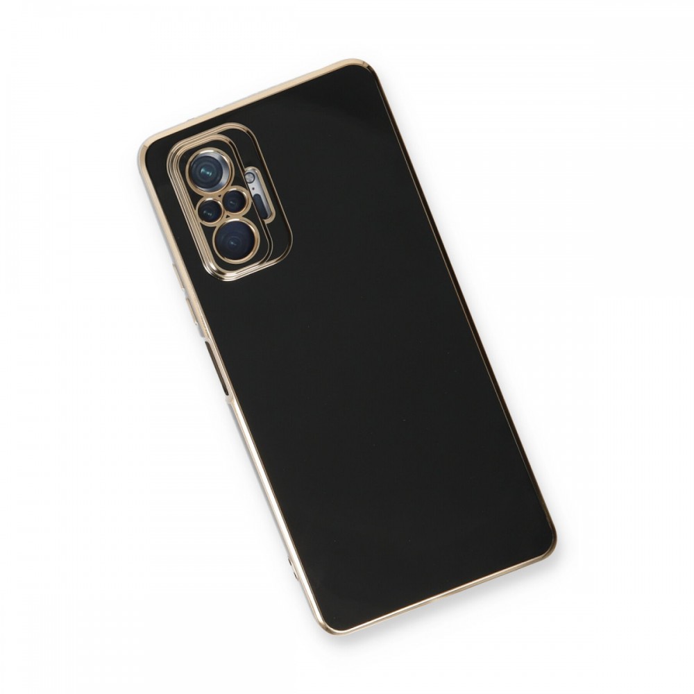 Xiaomi Redmi Note 10 Pro Newface Volet kılıf gold detaylı kenar hatları parlak yumuşak yüzey esnek silikon kamera korumalı lüks tasarım telefon kılıfı