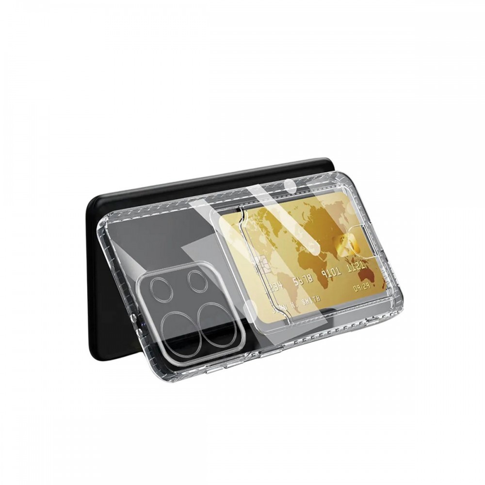 Xiaomi Redmi Note 13 4G Kılıf | Newface Kart Serisi | Şeffaf Kartlık Bölmeli Ultra İnce 0.7 mm Esnek Silikon Kapak | MobixMood