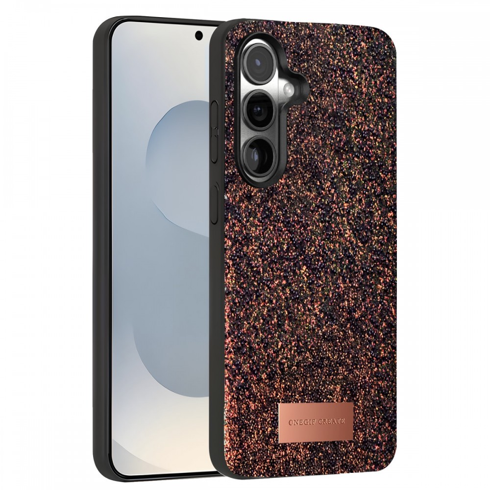 Samsung Galaxy S25 Onegif Bright kılıf simli boncuk işlemeli el işçiliği detaylı lüks şık tasarım koruyucu telefon kılıfı