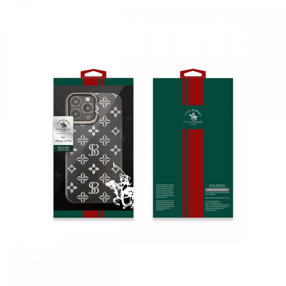 iPhone 13 Pro Santa Barbara Polo Racquet Club Isabella serisi entegre standlı lüks tasarım darbe emici esnek silikon telefon kılıfı