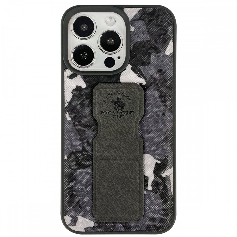 iPhone 13 Pro Max Santa Barbara Polo Racquet Club Enos kılıf entegre standlı video izleme özellikli lisanslı darbe emici silikon kapak