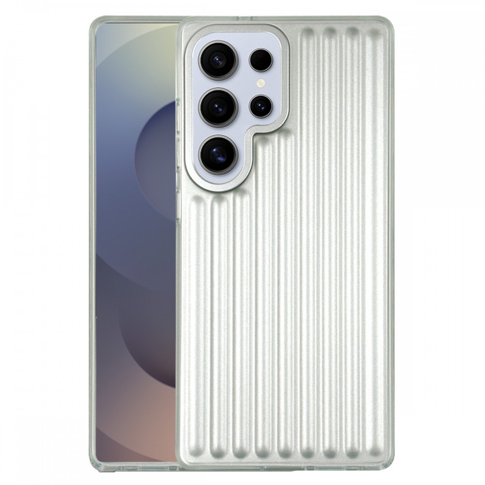 Samsung Galaxy S25 Ultra Santa Barbara Polo Jeremy kılıf dikey hatlı mat saten görünümlü TPE silikon hibrit darbe emici lüks marka logolu telefon kılıfı