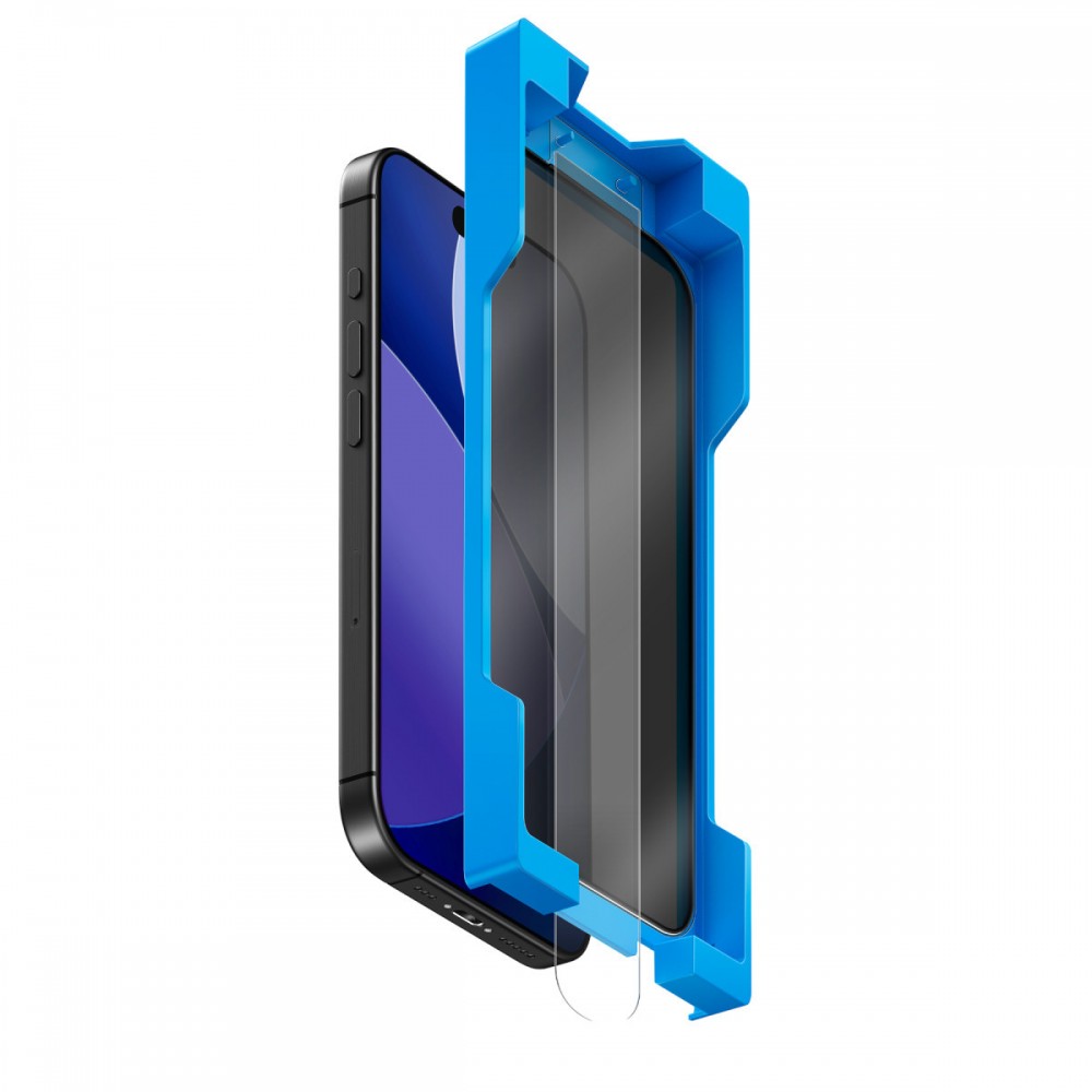 iPhone 17 Pro Max Uniq Optix Exofit Privacy hayalet cam 28 derece gizlilik filtreli Fit-N-Pull uygulama aparatlı 1.8 metre darbe dirençli ekran koruyucu