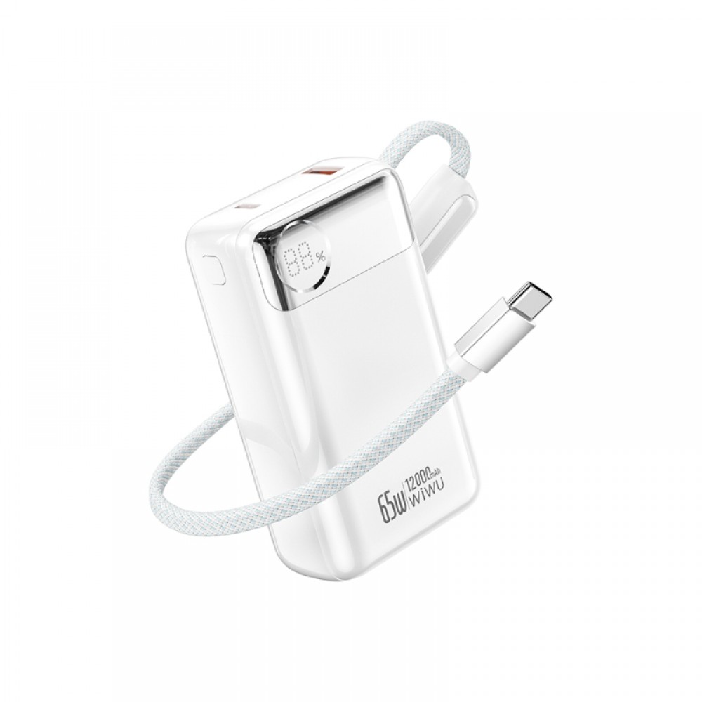 Wiwu T132 Power Plus Serisi Type-C Kablolu PD Powerbank 65W 12000mAh