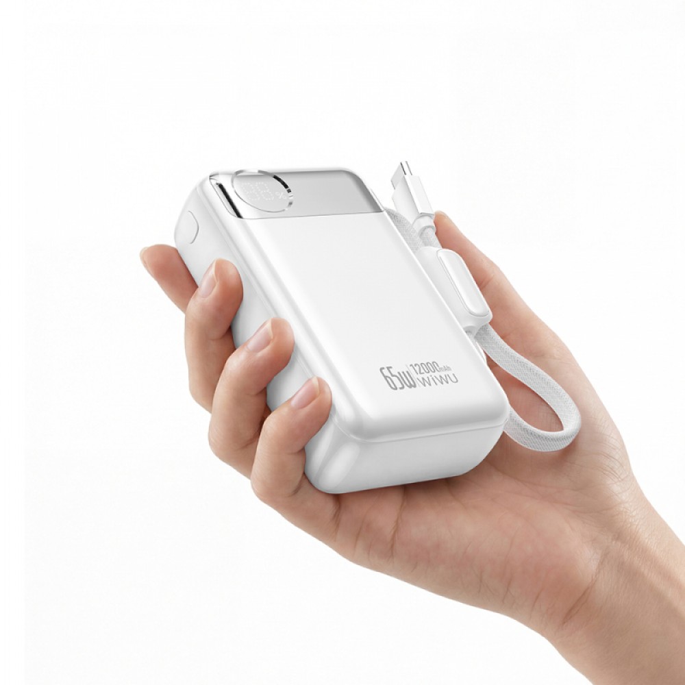 Wiwu T132 Power Plus Serisi Type-C Kablolu PD Powerbank 65W 12000mAh