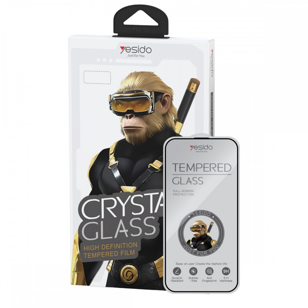 iPhone 17 Pro Max Yesido TG26 ultra clear HD şeffaf cam 9H sertlik derecesine sahip yüksek ışık geçirgenlikli darbe emici ekran koruyucu