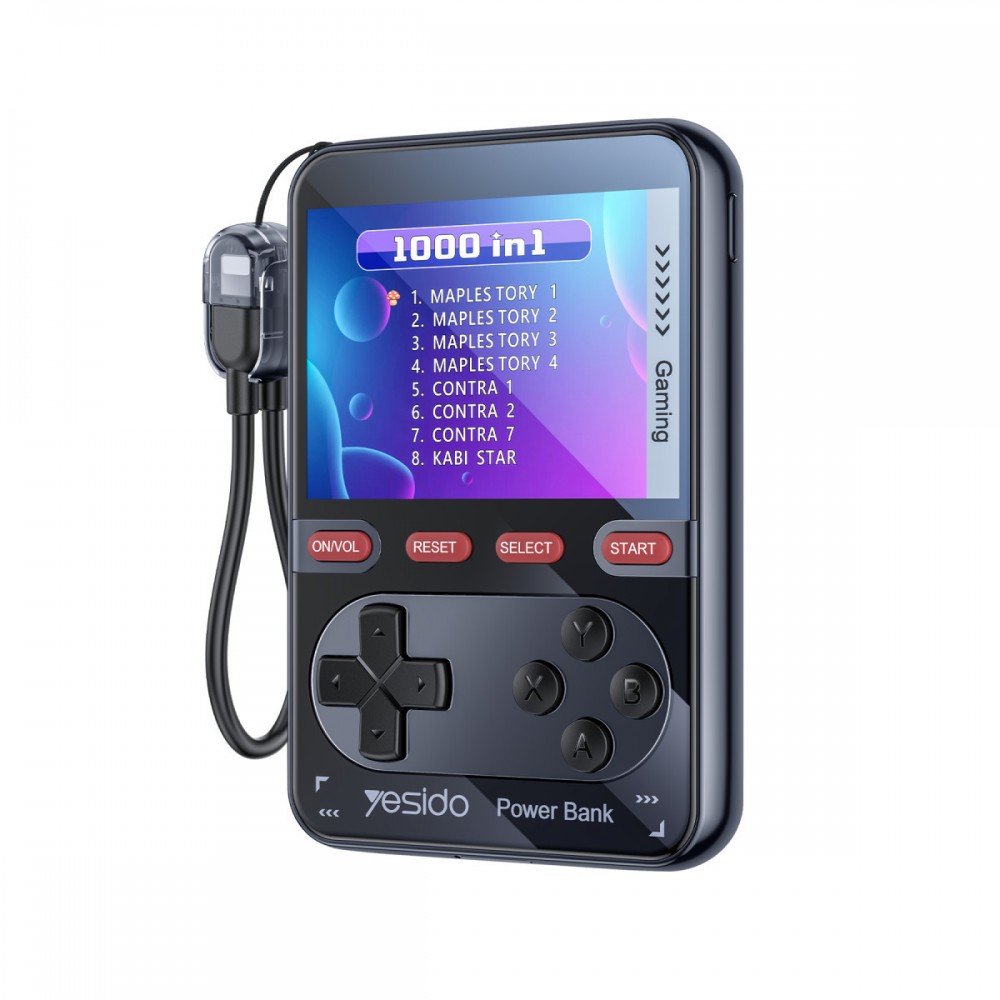 Yesido YP87 Dahili Retro Oyun Konsollu 10.000 mAh 2in1 20W PD Hızlı Şarj Powerbank - Siyah