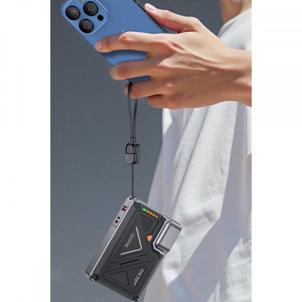 Yesido YP89 Akım Korumalı ve Stantlı 10.000 mAh 5in1 22.5W PD ve 15W Kablosuz Hızlı Şarj Destekli Magsafe Powerbank - Siyah