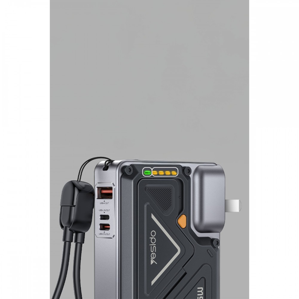 Yesido YP89 Akım Korumalı ve Stantlı 10.000 mAh 5in1 22.5W PD ve 15W Kablosuz Hızlı Şarj Destekli Magsafe Powerbank - Siyah