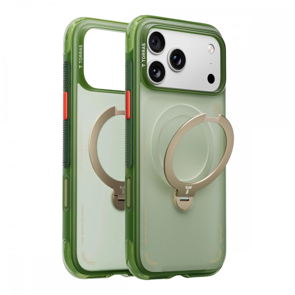 iPhone 17 Pro Max Torras O-Stand Spin Air kılıf Magsafe uyumlu 360 derece dönen stand ShockMat darbe koruması kamera denetimi düğmesi uyumlu lüks koruyucu kılıf